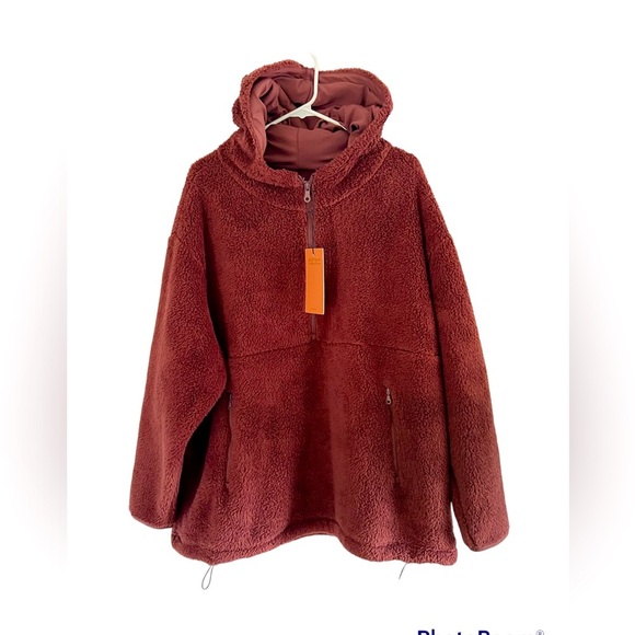 🌸NWT Girlfriend Collective Raisin Recycled Plush Hooded Jacket - Picture 5 of 12